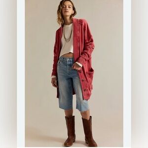 We The Free Brooklyn Cardi in Washed Red - Deep Cherry